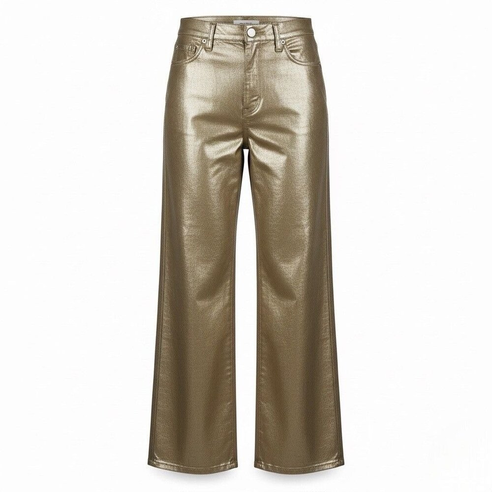 Banana Republic Womens Gold Metallic High-Rise Straight Jean Sz 27